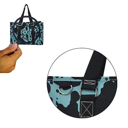 Neon Cow Turquoise NGIL Zippered Caddy Large Organizer Tote Bag