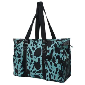 Neon Cow Turquoise NGIL Zippered Caddy Large Organizer Tote Bag