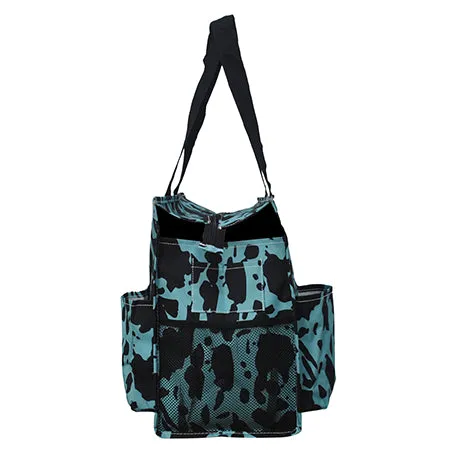 Neon Cow Turquoise NGIL Zippered Caddy Large Organizer Tote Bag