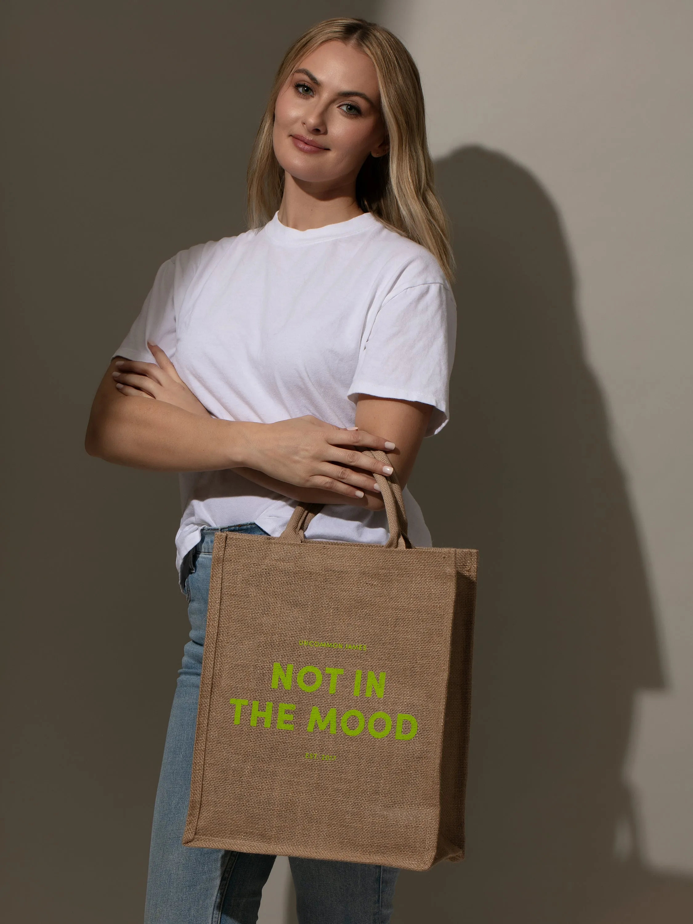 Not In The Mood Jute Tote Bag