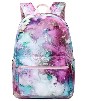 Pink and Green Tie Dye Galaxy School Bag Backpack