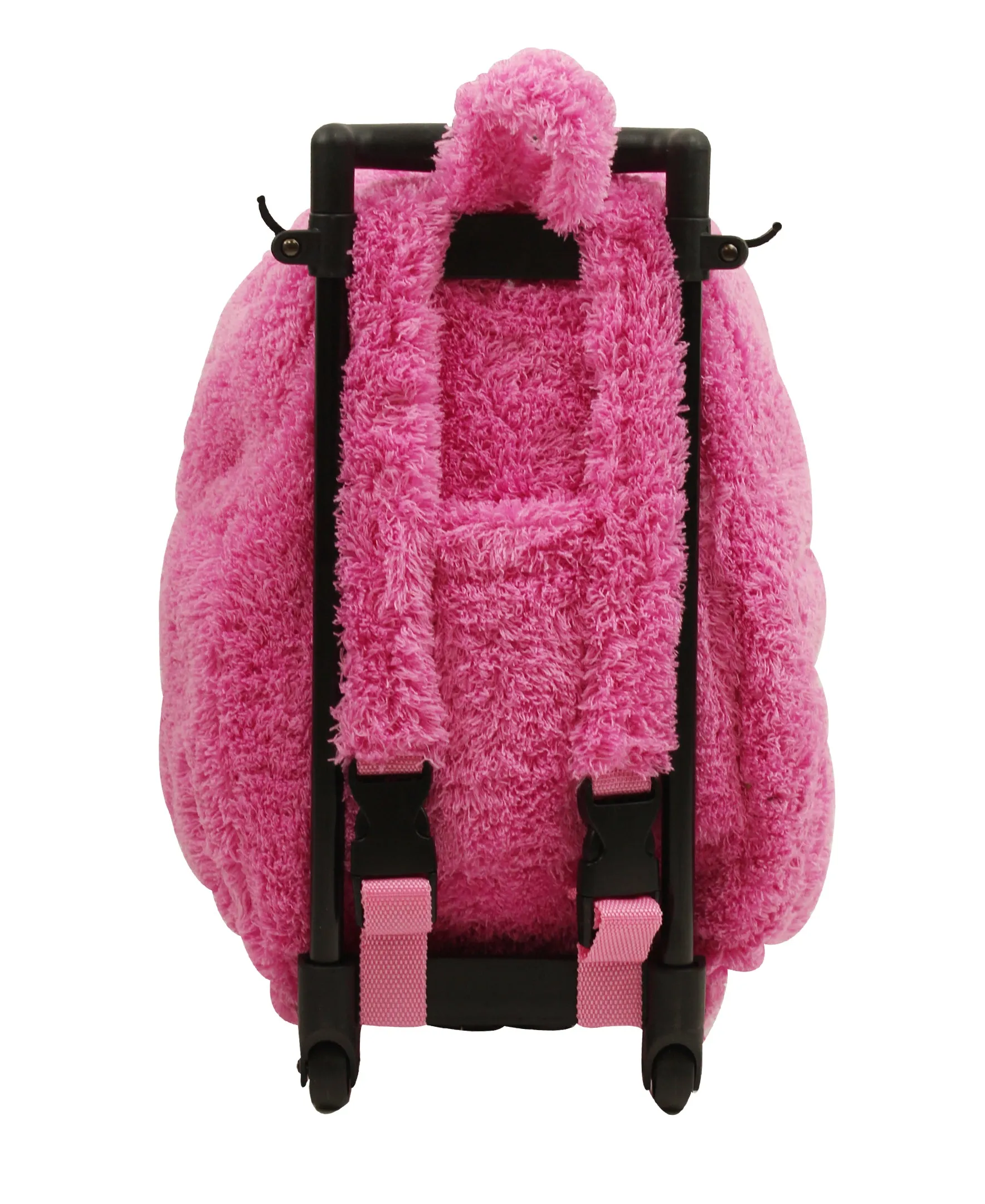 Popatu Kid's Hotpink Rolling Backpack with Removable Plush