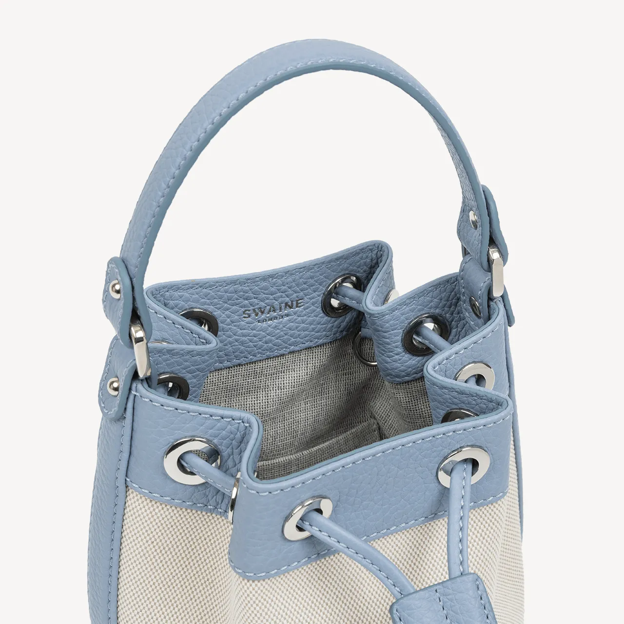 Pouch Bag - Blue Pebble & Beige Canvas