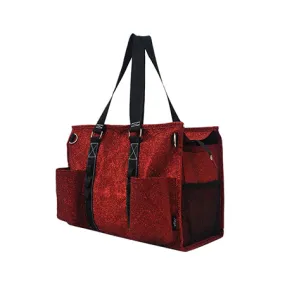 Red Glitter NGIL Zippered Lined Caddy Organizer Tote Bag