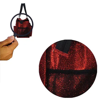 Red Glitter NGIL Zippered Lined Caddy Organizer Tote Bag