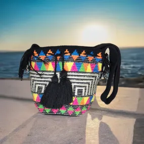 Remi Handmade Crochet Wayuu Mochila Bag with Crystals