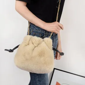 Soft & Furry Drawstring Bag