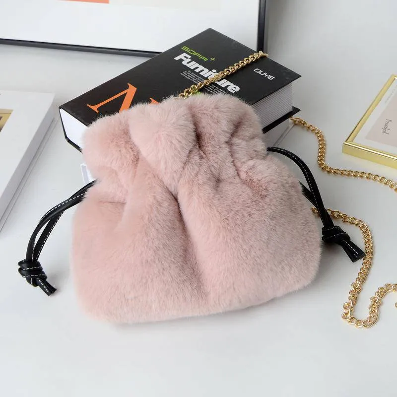 Soft & Furry Drawstring Bag