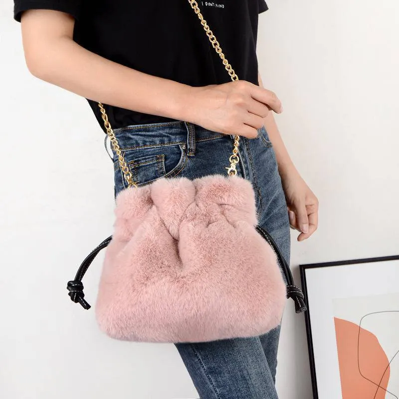 Soft & Furry Drawstring Bag