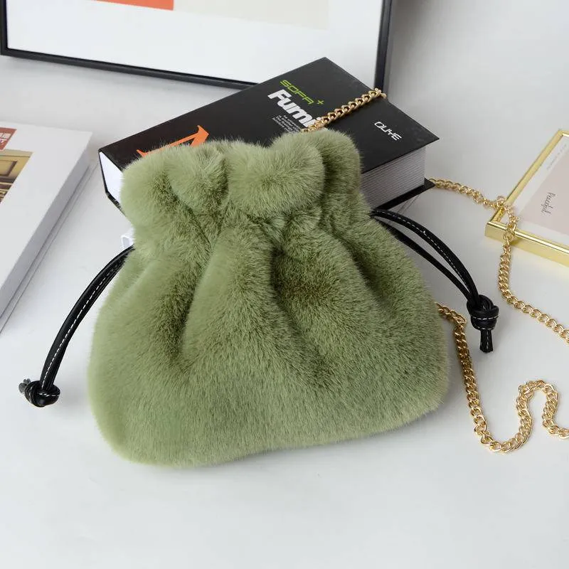 Soft & Furry Drawstring Bag