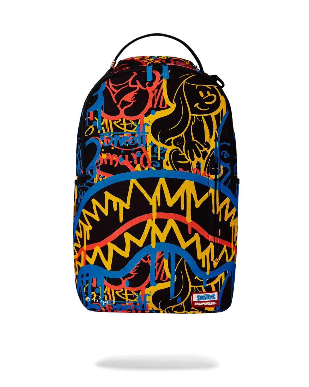 Sprayground Smurfs Neon Drip Backpack - Black / Yellow / Blue / Red