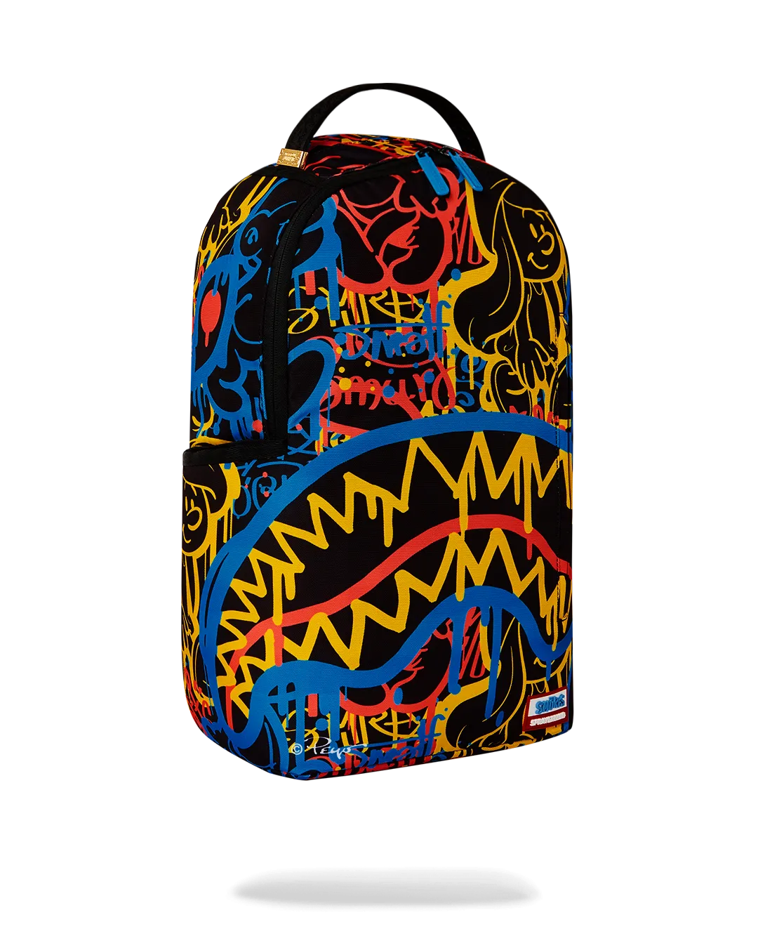 Sprayground Smurfs Neon Drip Backpack - Black / Yellow / Blue / Red