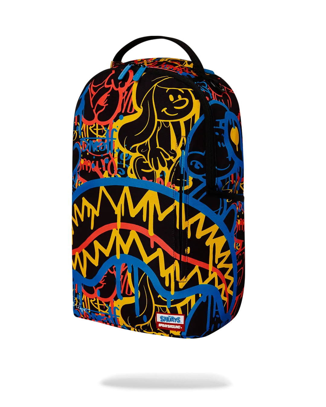 Sprayground Smurfs Neon Drip Backpack - Black / Yellow / Blue / Red