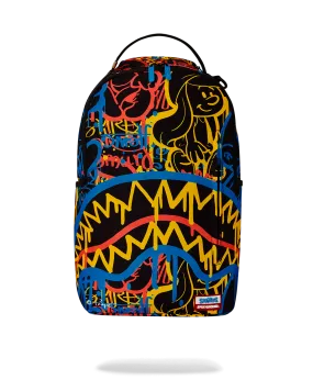 Sprayground Smurfs Neon Drip Backpack - Black / Yellow / Blue / Red