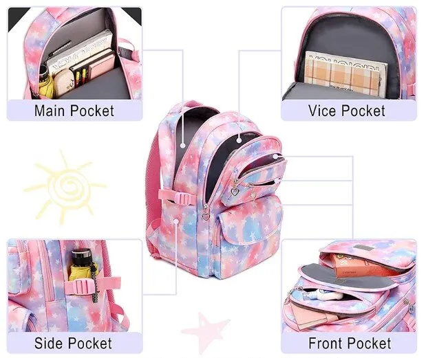 Star Print School Bag Backpack, Lunch Bag and Pencil Case Set