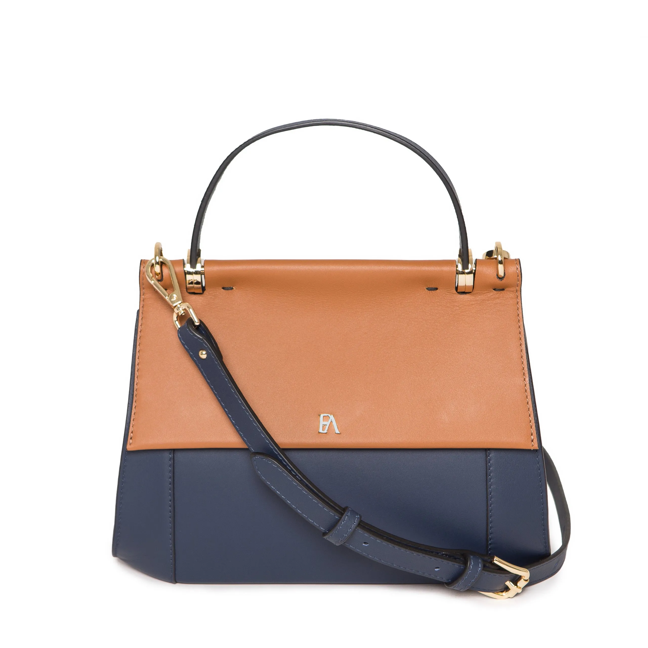 Tan & Navy Nora Top Handle