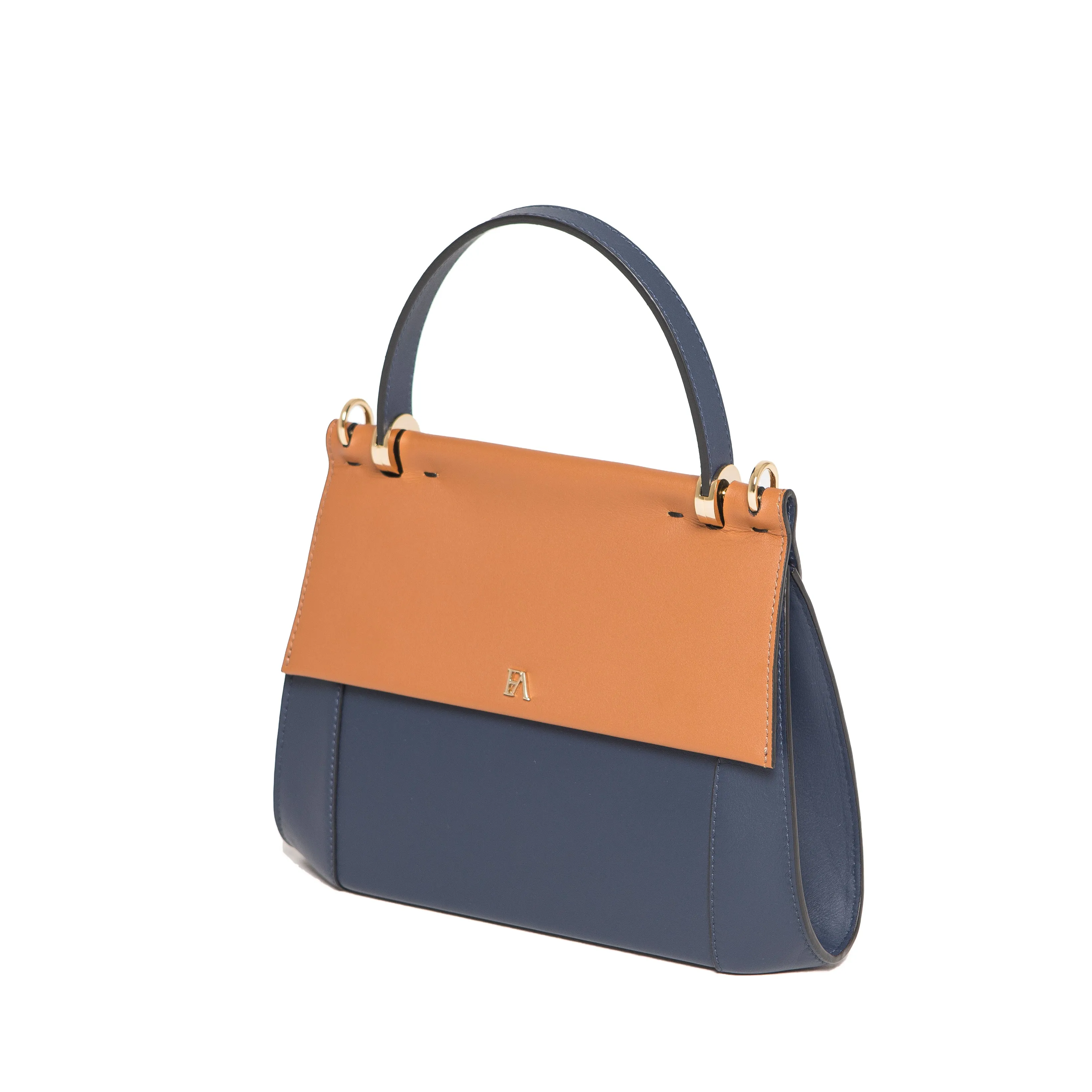 Tan & Navy Nora Top Handle