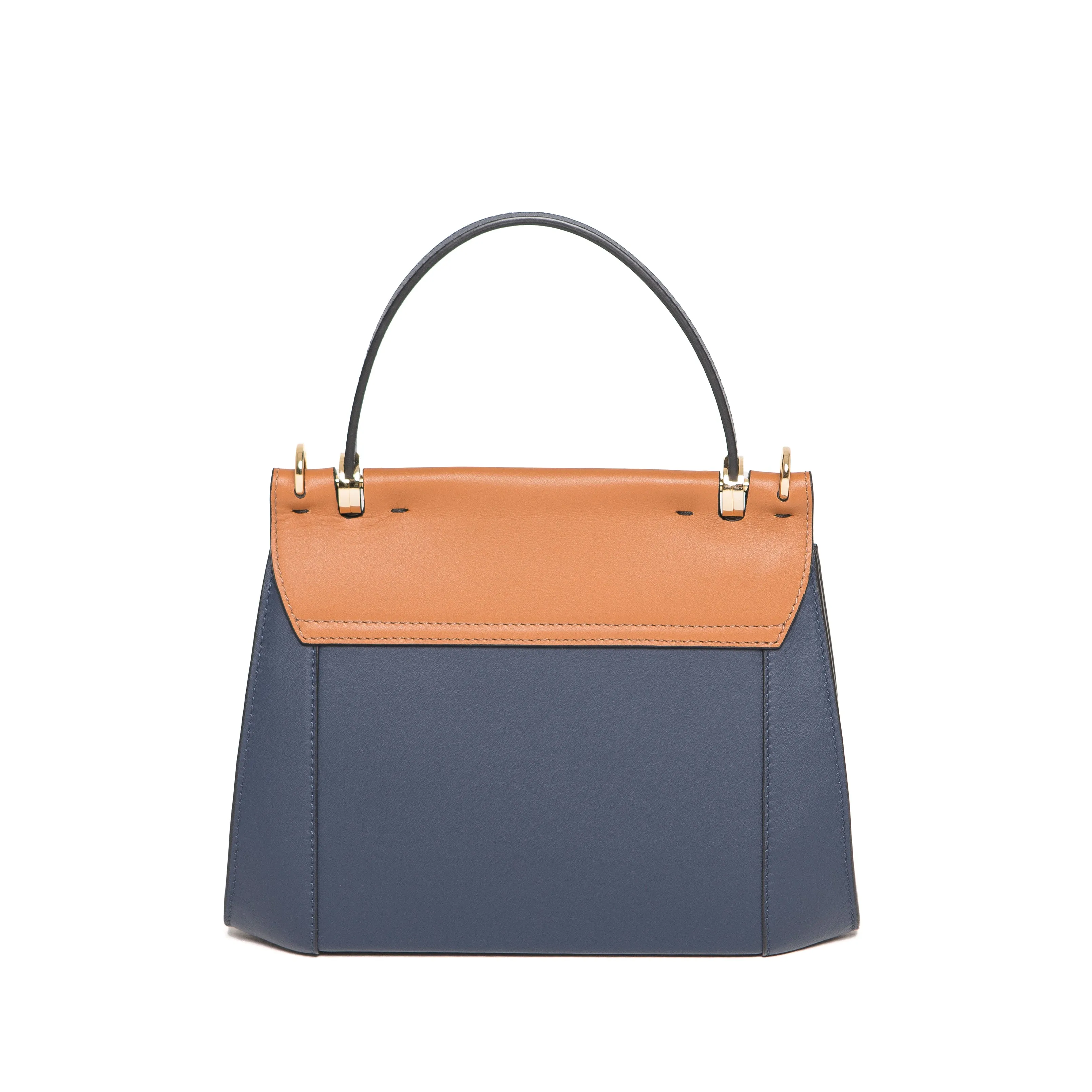 Tan & Navy Nora Top Handle