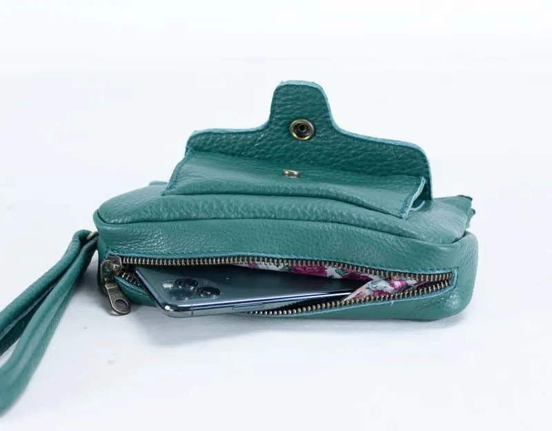 Thalia wallet - Petrol green leather