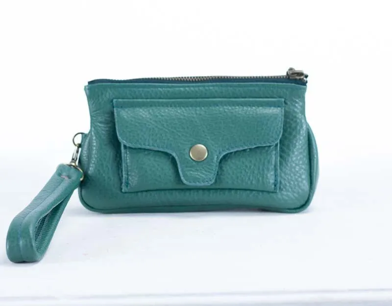 Thalia wallet - Petrol green leather