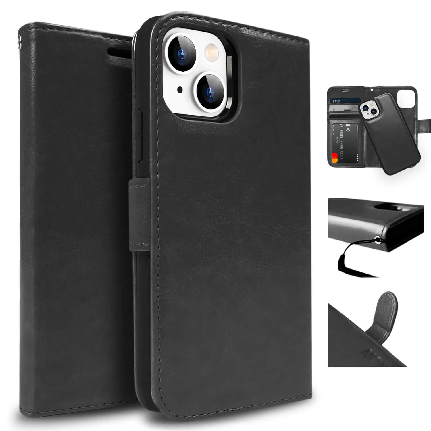 Tough On iPhone 15 Case Magnetic Detachable Leather