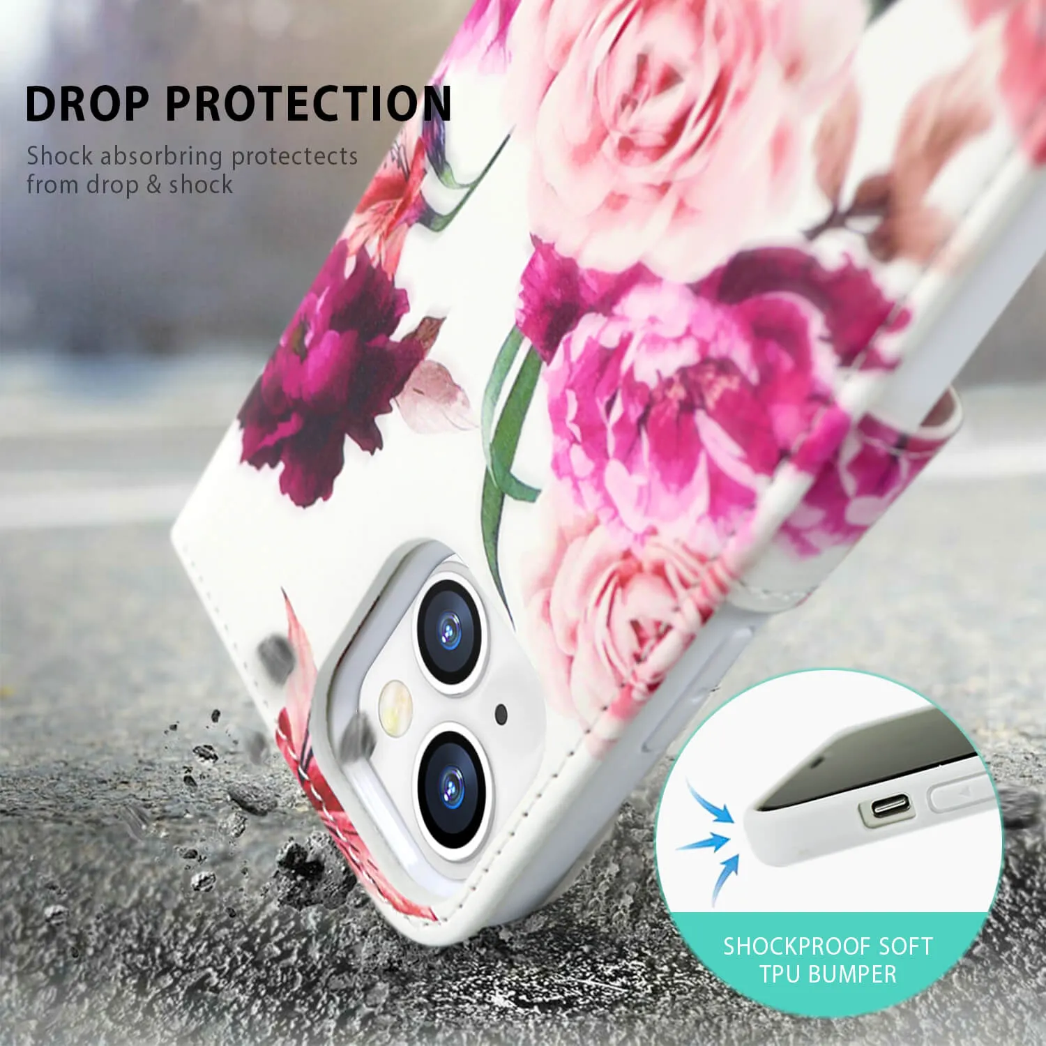 Tough On iPhone 15 Case Magnetic Detachable Leather