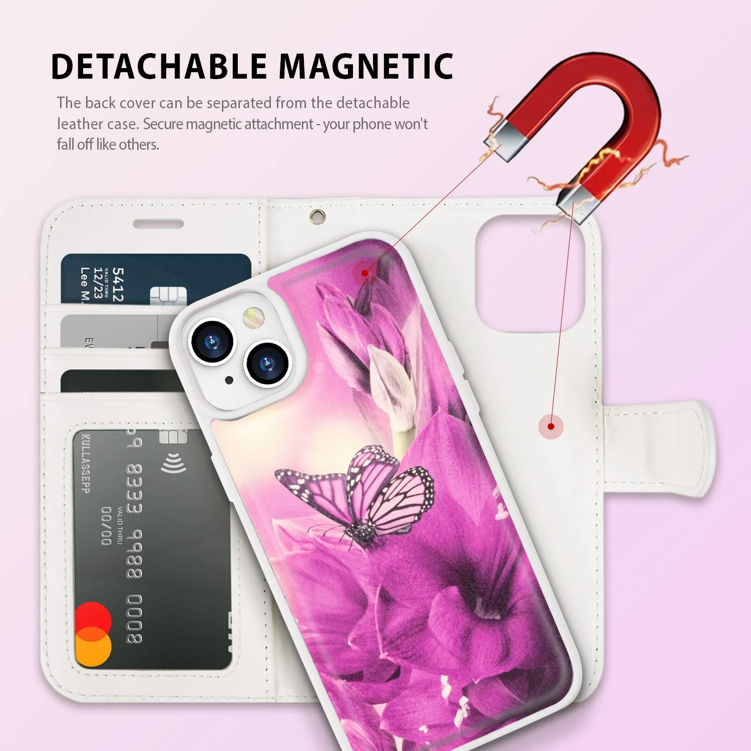 Tough On iPhone 15 Case Magnetic Detachable Leather