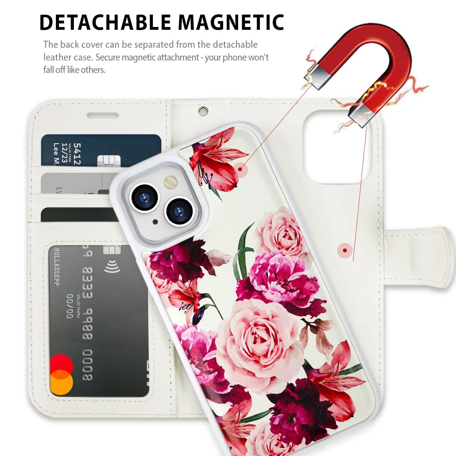 Tough On iPhone 15 Case Magnetic Detachable Leather