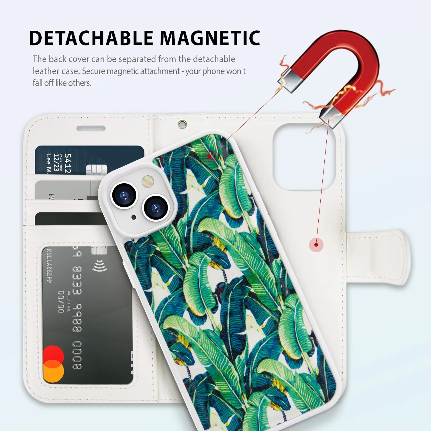 Tough On iPhone 15 Case Magnetic Detachable Leather