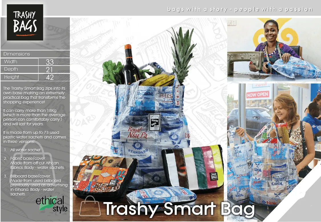 Trashy Smart Bag - sac écologique recyclé à partir de sachets d'eau potable