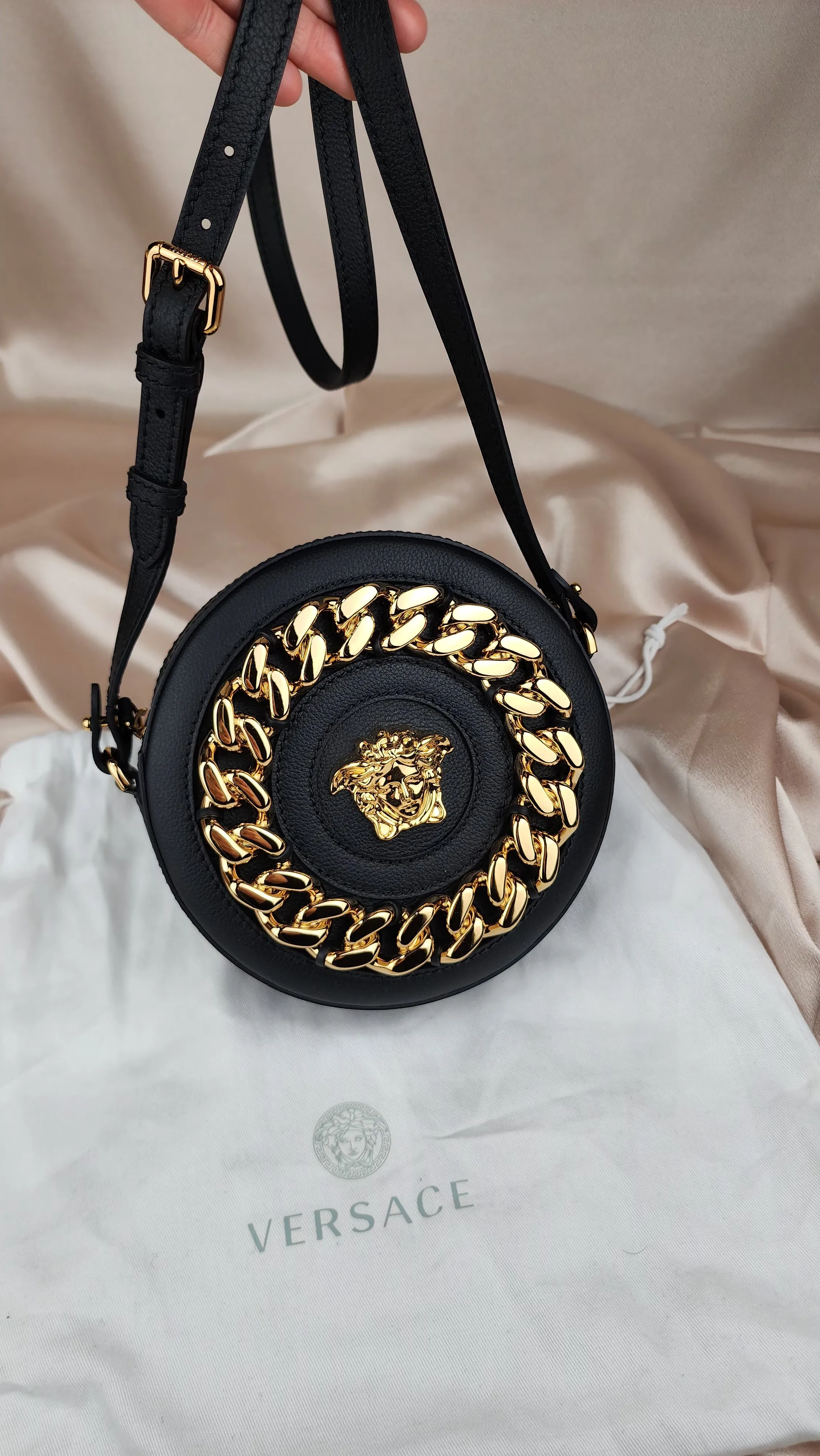 Versace Round Chain Medusa Crossbody