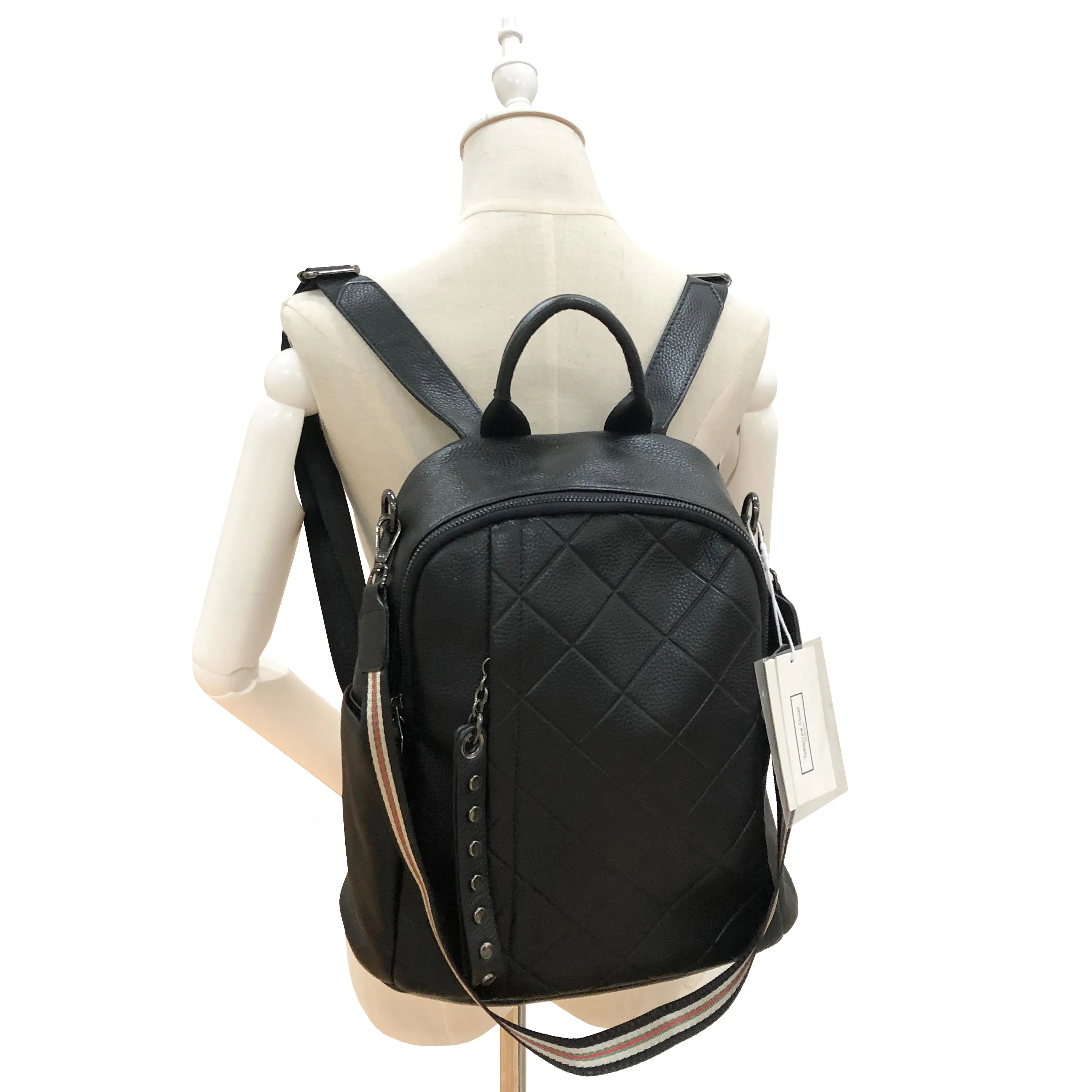 Women's cowhide leather Diamond design backpack