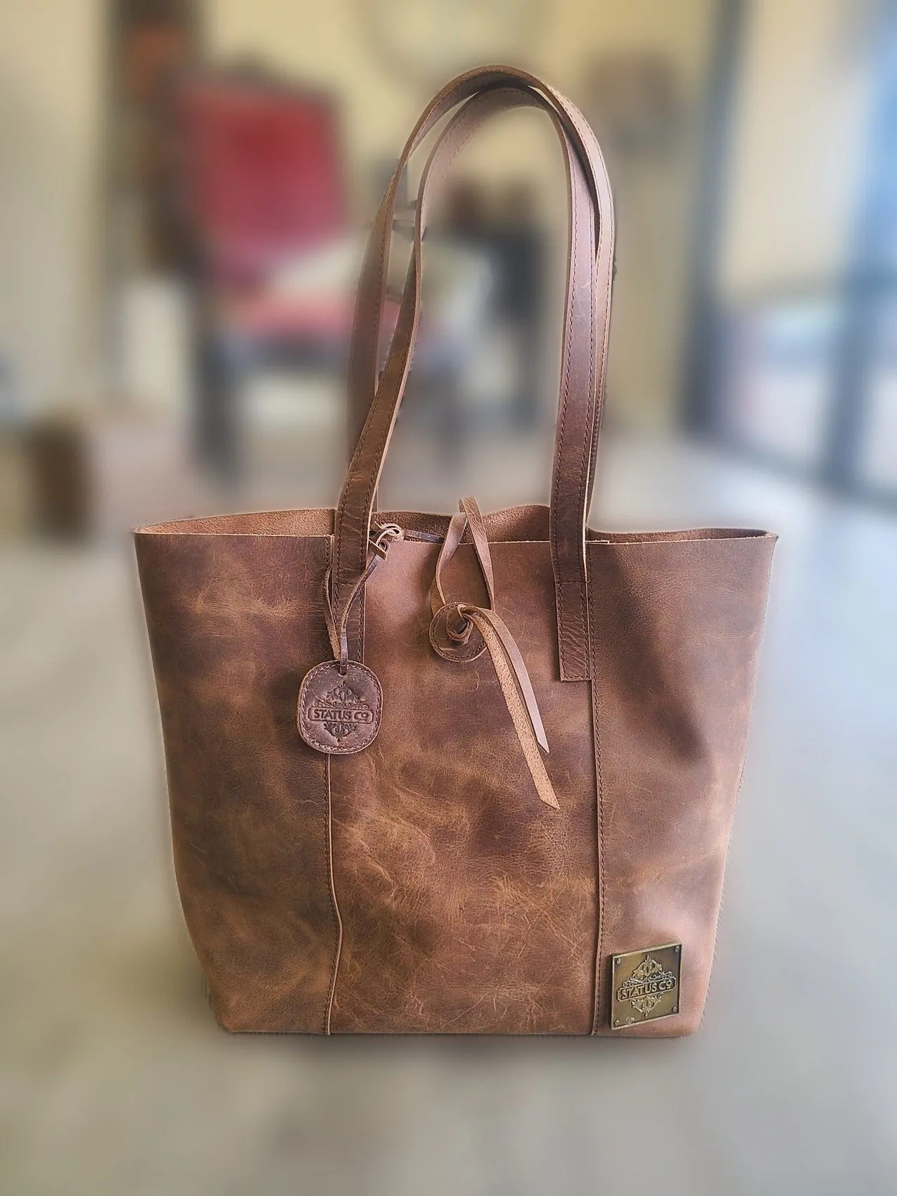 Women's Hunter Leather Tote Bag - Light